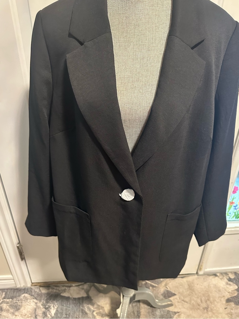 Addition Elle Black Single-Button Blazer with Patch Pockets